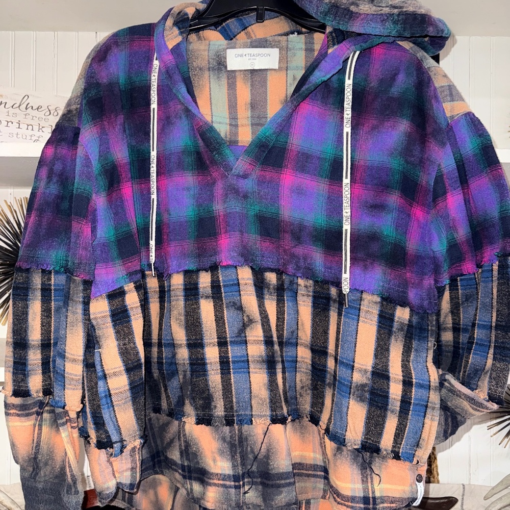 One Teaspoon Flannel Pullover Hoodie